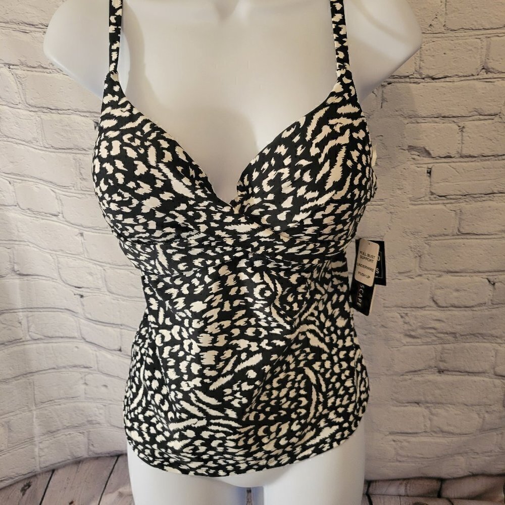 ISLAND ESCAPE Animal Print Deep V Neck Adjustable Gemini Tankini